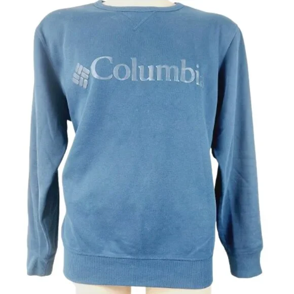 Columbia Men's Blue Logo Fleece Long Sleeve Crewneck Pullover Sweatshirt Size XL - Picture 1 of 9